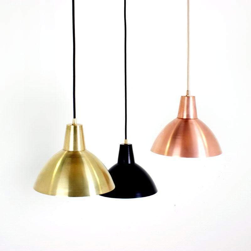 Pendant Light: Mid-Century Modern Oversized Shallow Brass Dome Shade