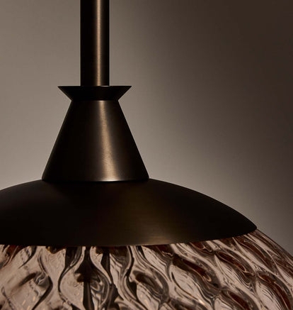 Pendant Light Mid-Century Modern Spherical Peach Glass Globe Rigid Stem