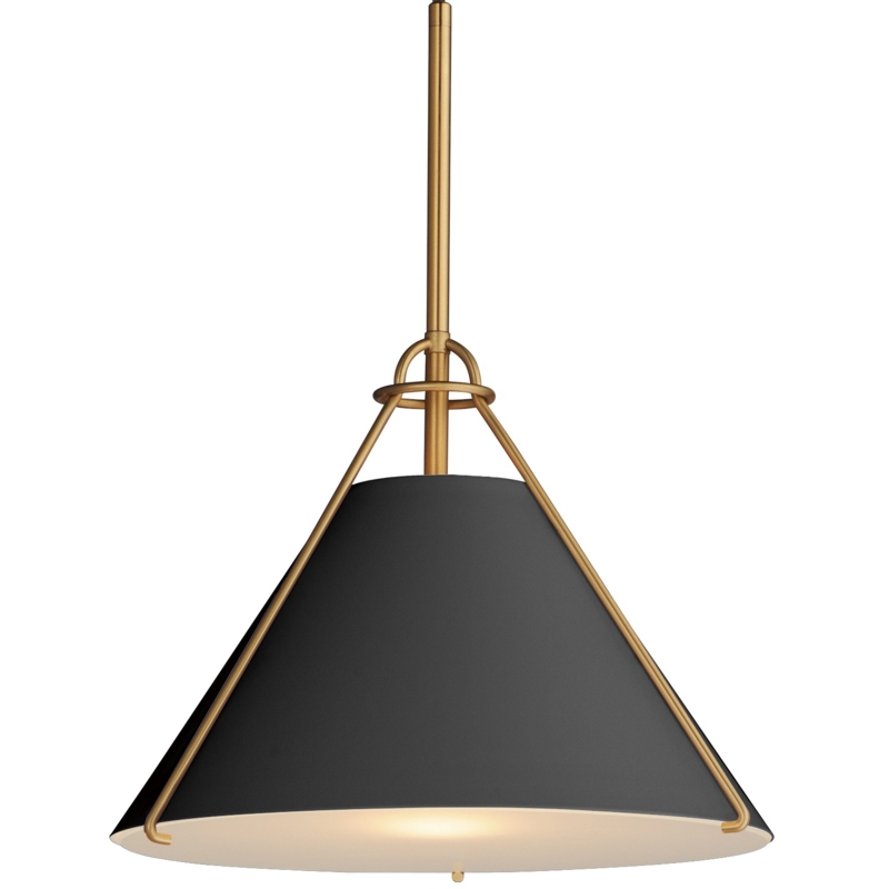 Pendant Light Mid-Century Spherical Glass Shade Two-Tone Hardware