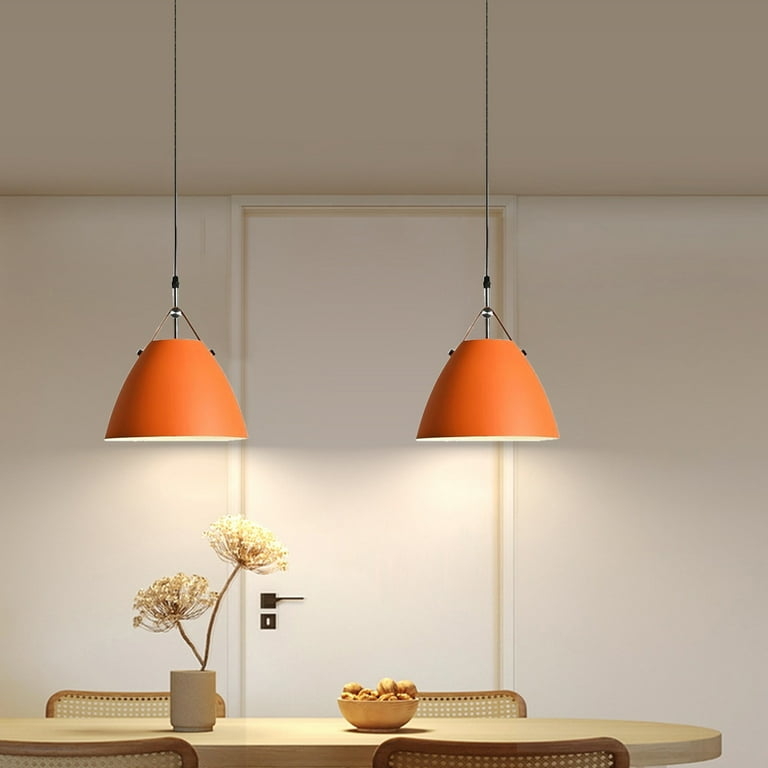 Pendant Light Mid-Century Vibrant Saturated Orange Finish Cone Shade
