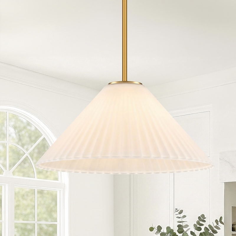 Pendant Light Minimalist All-White Colorway Frosted Glass Cone