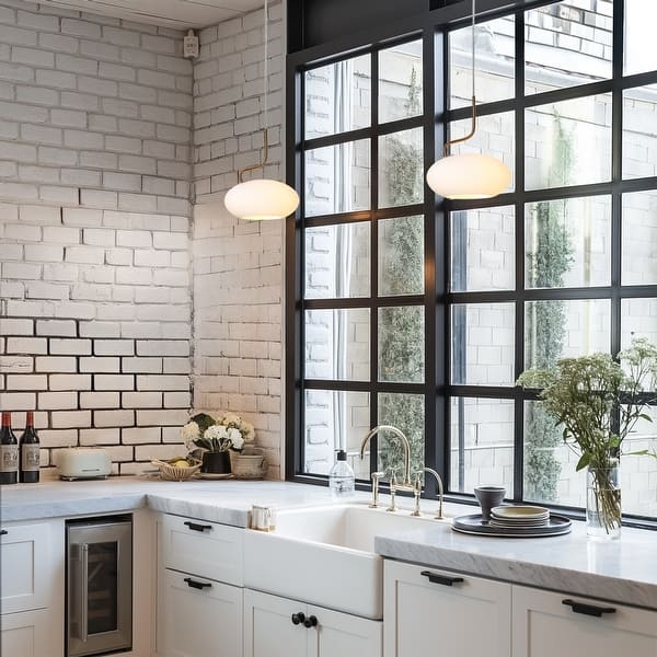 Pendant Light Minimalist Gold Frosted Glass Globe Oval Frame Accent