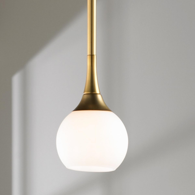 Pendant Light Minimalist Golden Brass Cylindrical Socket Bare Bulb