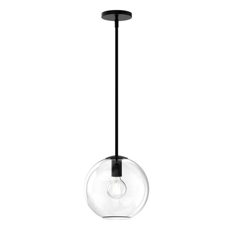 Pendant Light: Minimalist Matte Black Hardware with Clear Glass Globe