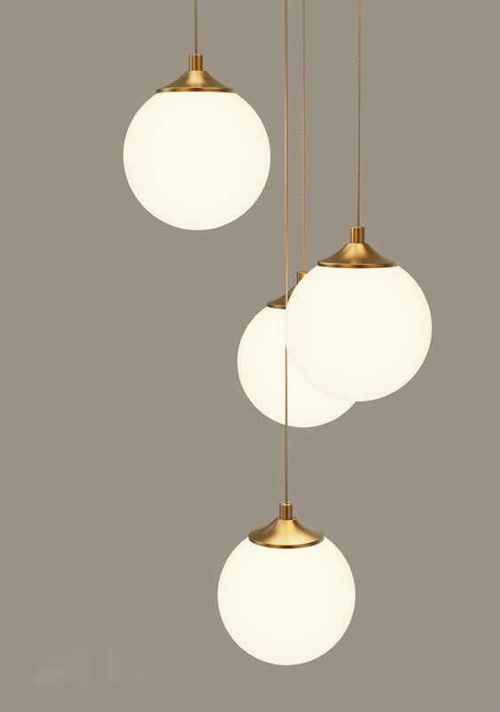 Pendant Light Minimalist Milk White Globe Glare-Free Shade Black Cord