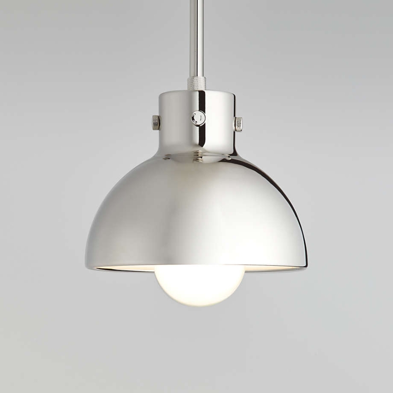 Pendant Light Minimalist Polished Silver Dome Shade Fixture