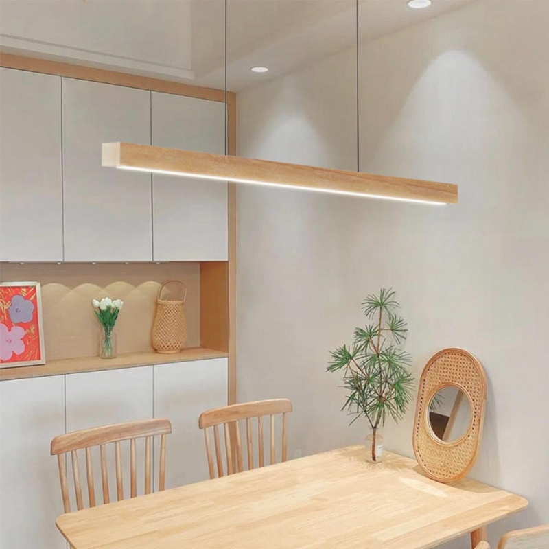Pendant Light: Minimalist Timber, Linear Silhouette, Slim Scandinavian