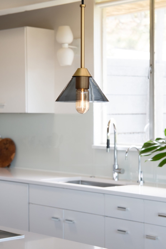 Pendant Light Modern Brass Finish Wide Profile Shallow Dome Shade