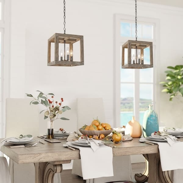 Pendant Light Modern Farmhouse Kitchen Island Lighting Square Candle Style
