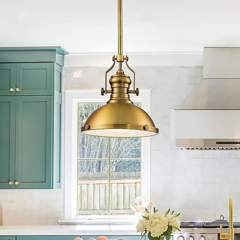 Pendant Light Modern Minimalist Antique Brass Cone Shade Integrated LED