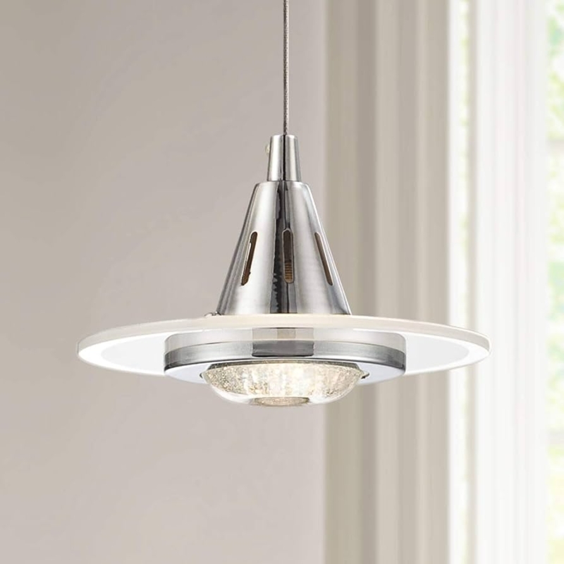 Pendant Light Modern Polished Chrome with Dual Glass Shade