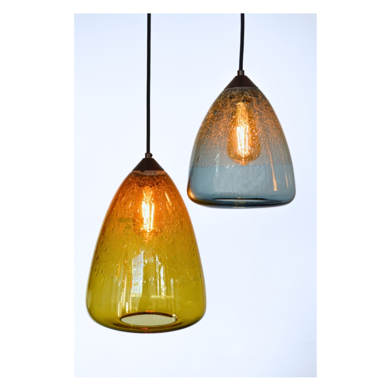 Pendant Light Modern Smoke Grey Handcrafted Seeded Glass