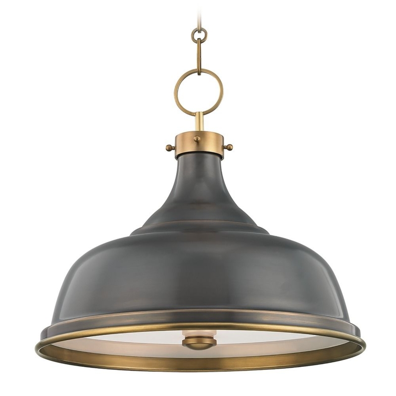 Pendant Light Mottled Bronze Finish Aged Brass Interior Chain Industrial