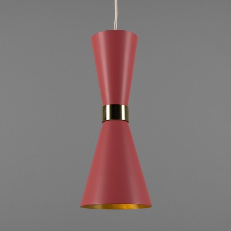 Pendant Light Multi-Arm Gold Toned Spokes Colored Conical Shades