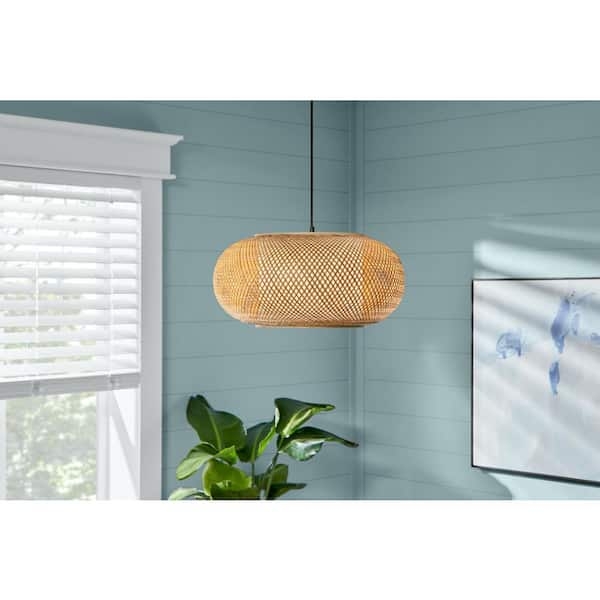Pendant Light Natural Cane Woven Webbing Cylindrical Drum Shade Boho