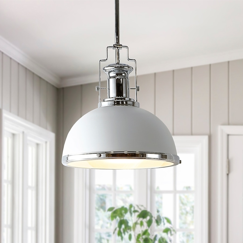 Pendant Light: Neck Cap, Matte White Dome, White Dome Pendant