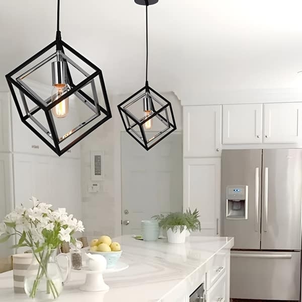Pendant Light Nested Cube Design Architectural Matte Finish Geometric