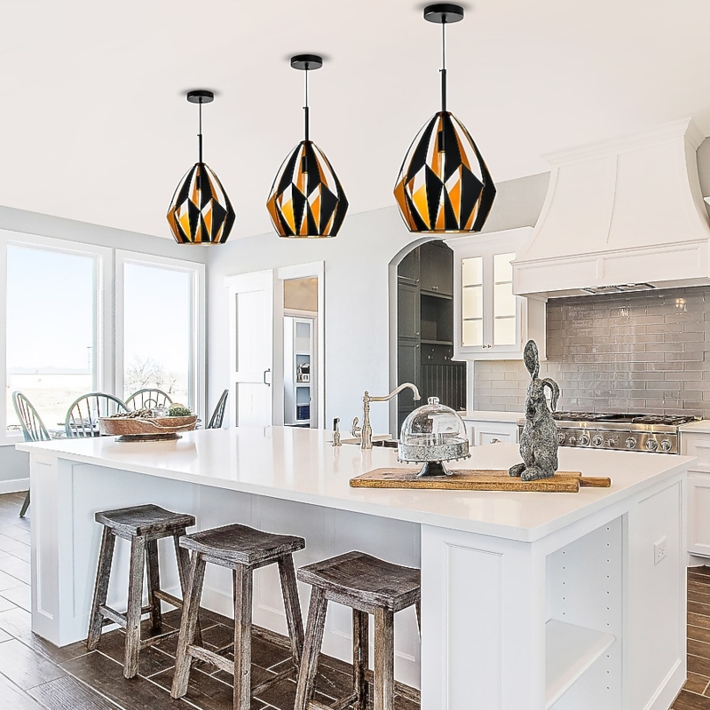 Pendant Light Nested Geometric Cages Black Copper