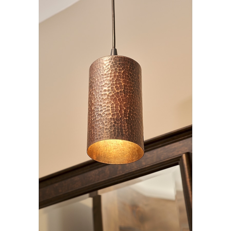 Pendant Light, Oil Rubbed Bronze Cylinder with Hammered Texture