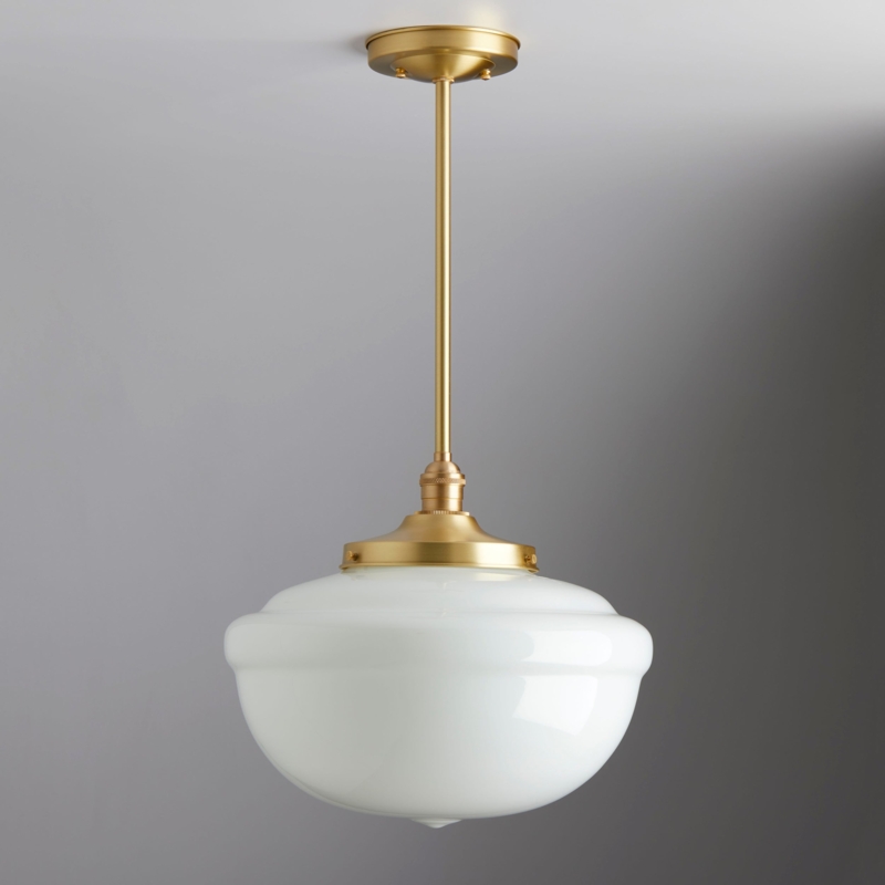 Pendant Light Opal Glass Globe Downrod Minimalist