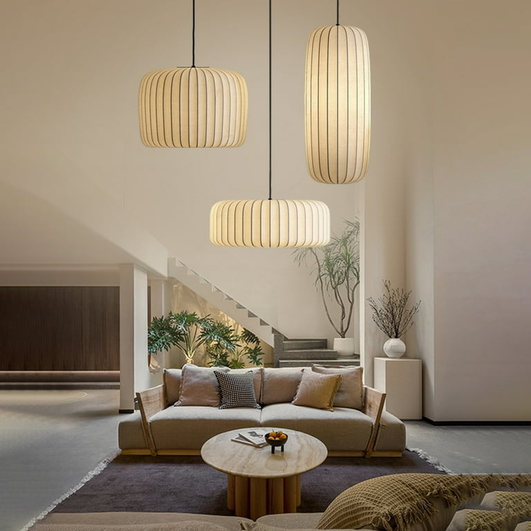 Pendant Light Organic Shape Fabric Wabi-Sabi Japandi Style Accents
