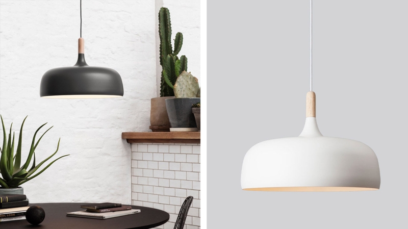 Pendant Light Oversized Black Dome Shade Matte Finish Scandinavian