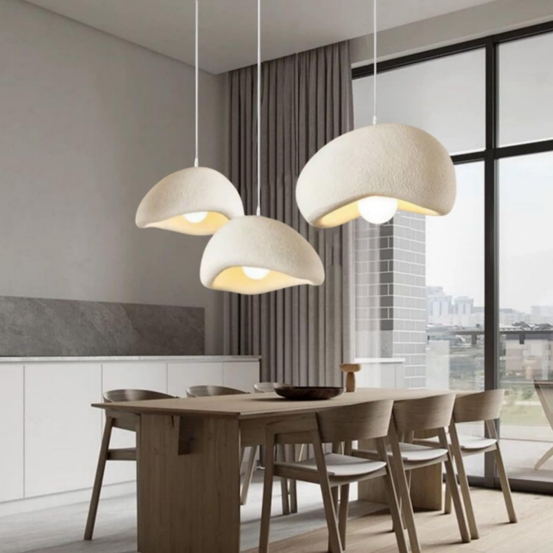Pendant Light: Oversized Cement Look Dome, Wabi Sabi Style