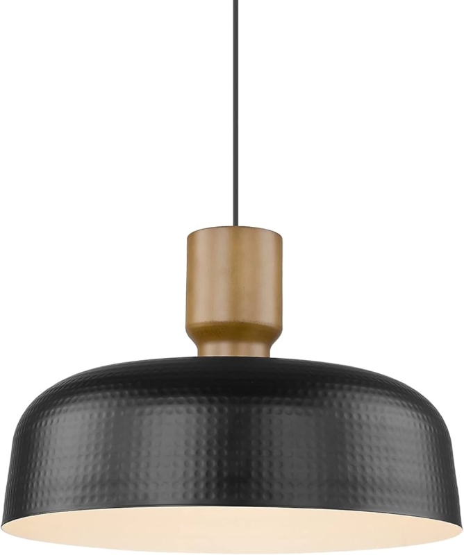 Pendant Light Oversized Dome Hammered Black Gold Interior Industrial