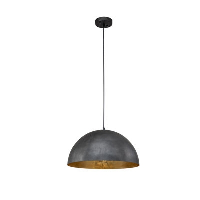 Pendant Light: Oversized Industrial Dome with Black and Gold Finish