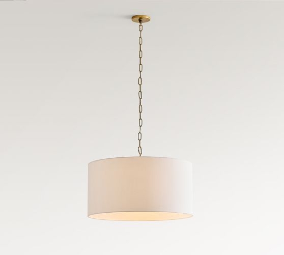 Pendant Light: Oversized Linen Drum for Coastal Decor