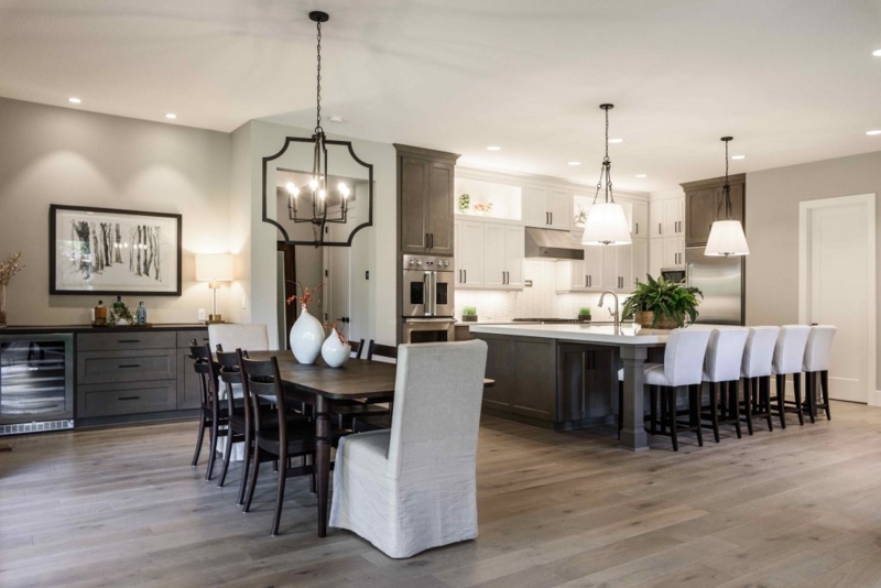 Pendant Light: Oversized Matte Black Dome, Transitional Kitchen