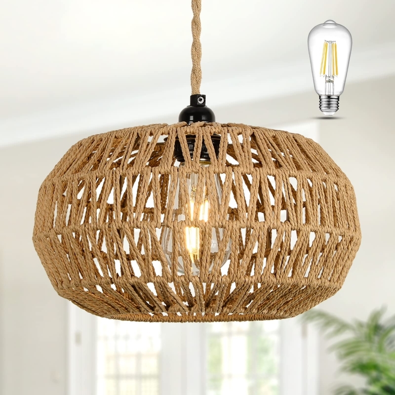 Pendant Light: Oversized Rattan Basket Weave Shade