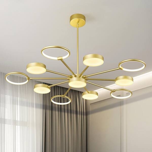 Pendant Light Oversized Ring Crystalline Globes Gold Finish Modern