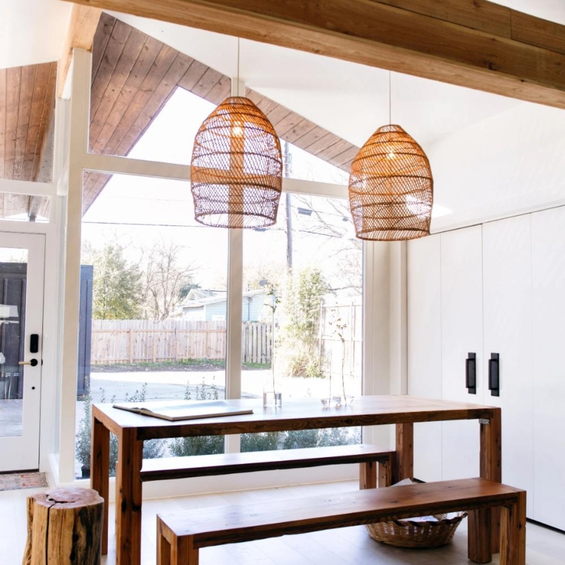 Pendant Light Oversized Woven Bell Shade Coastal Farmhouse