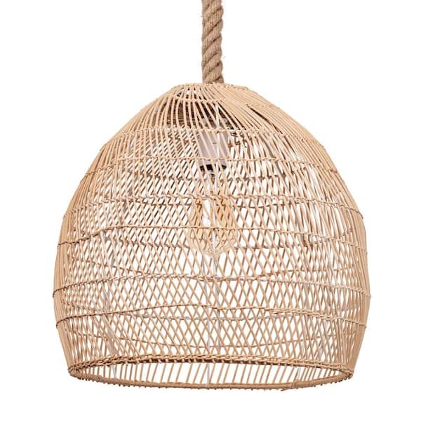 Pendant Light: Oversized Woven Rattan Dome Natural Rope Cord