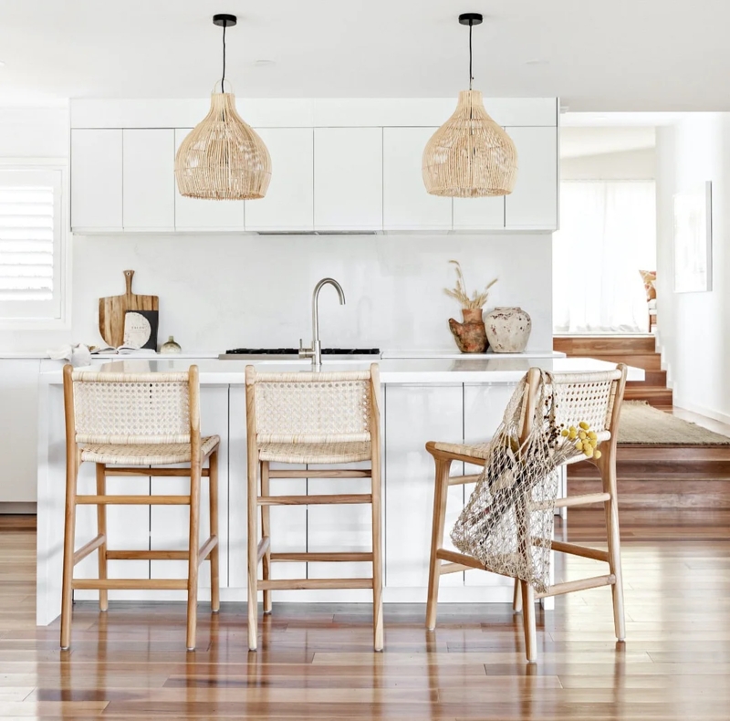 Pendant Light Oversized Woven Wicker Bell Shade for Kitchen Island