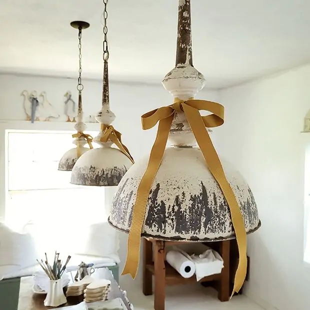 Pendant Light Pendant Lighting Distressed White Bell Shape Hook Mount