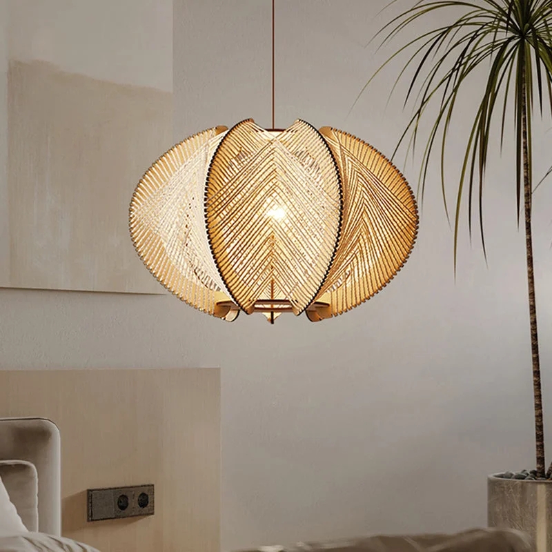 Pendant Light Pinecone Silhouette Layered Wood Curved Slats Scandi