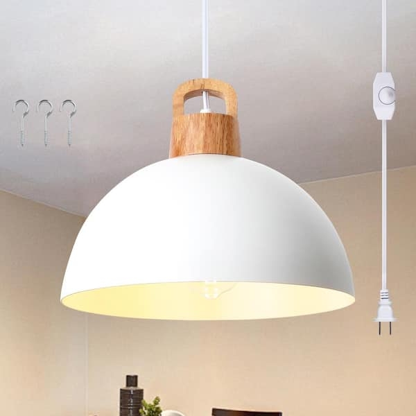 Pendant Light Plug In Matte White Dome Cord Switch Minimalist