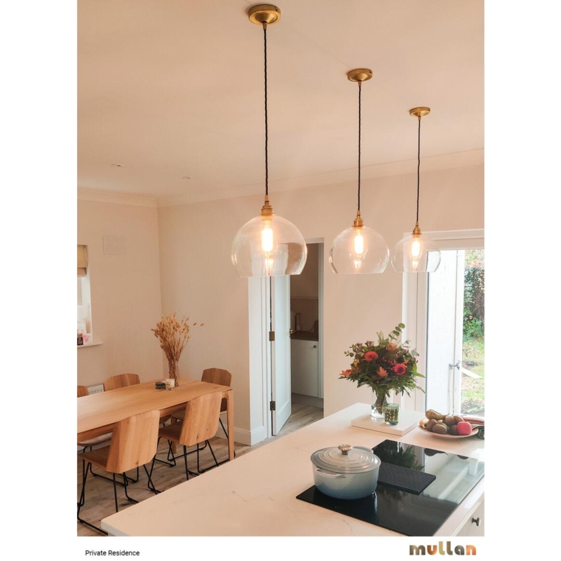 Pendant Light Polished Brass Open Bottom Glass Sphere Modern