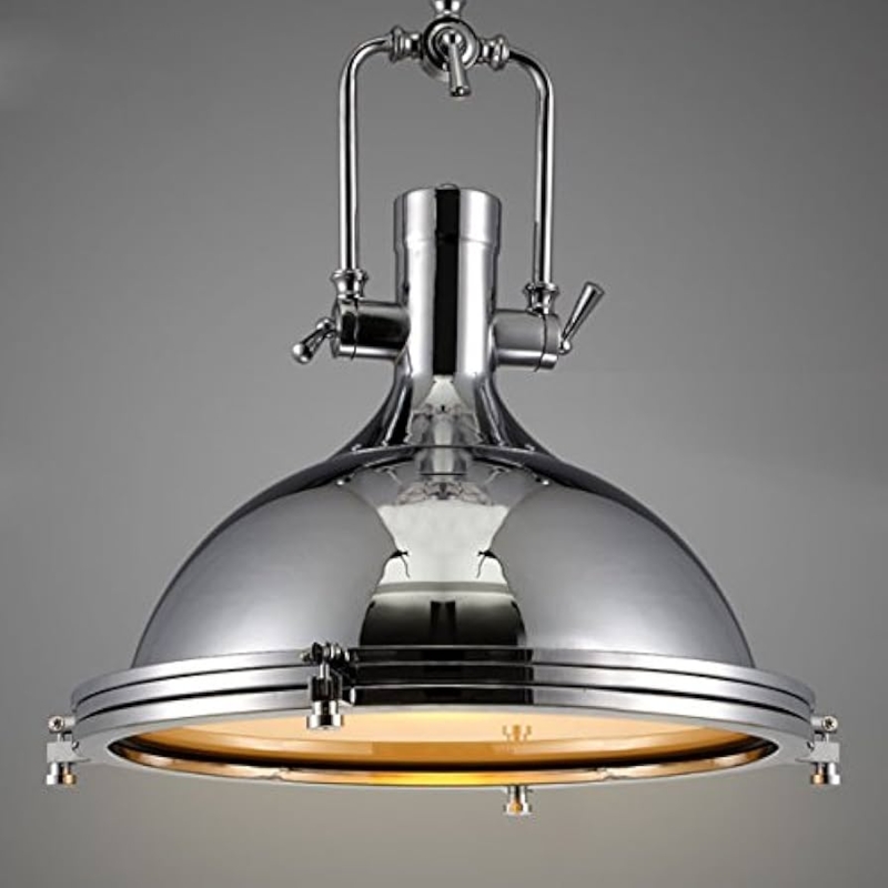 Pendant Light Polished Chrome Cage Frosted Diffuser