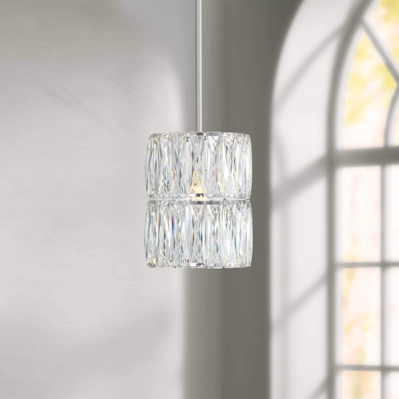 Pendant Light Polished Chrome Crystal Rod