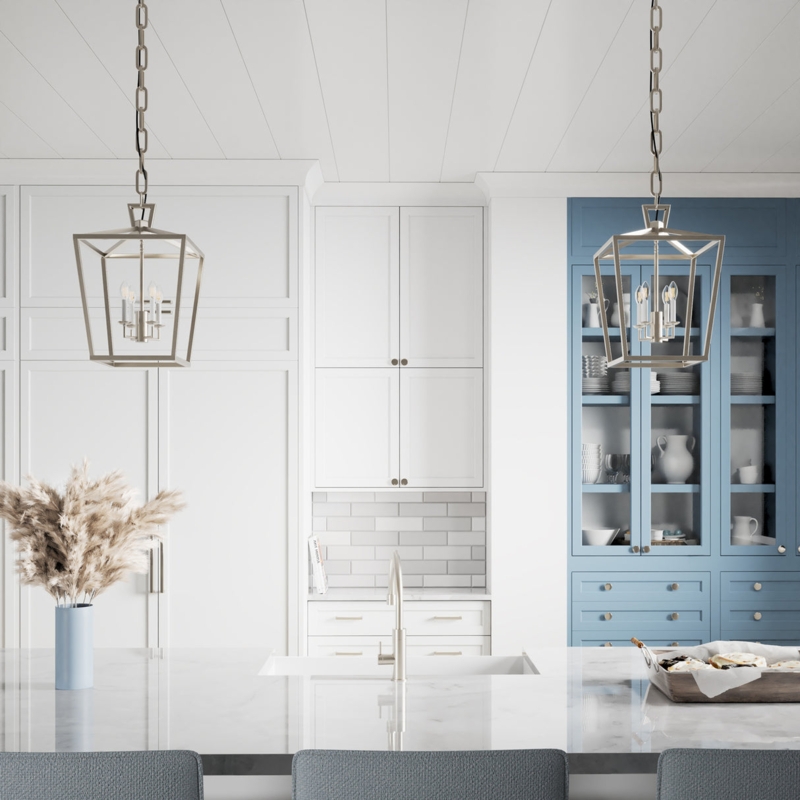 Pendant Light Polished Nickel Open Frame Transitional Lantern