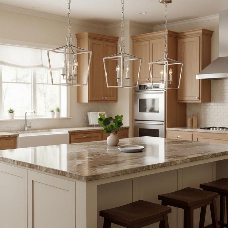 Pendant Light Polished Nickel Open Lantern