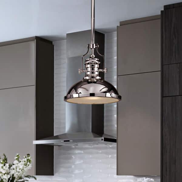 Pendant Light: Polished Nickel, Oversized Dome, Polished Nickel Pendant