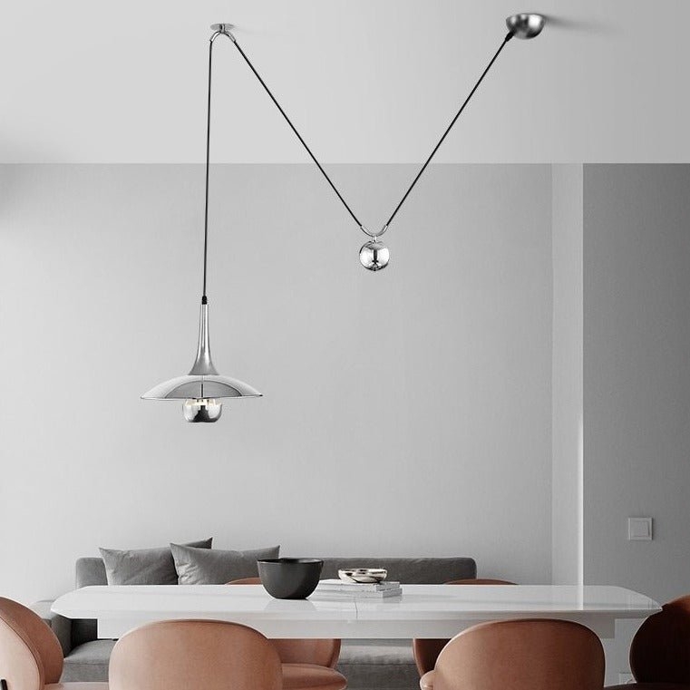 Pendant Light Polished Silver Saucer Silhouette Disk Shape
