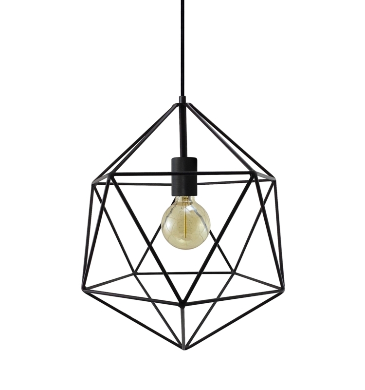 Pendant Light Polyhedron Cage Globe Matte Black Minimalist Modern