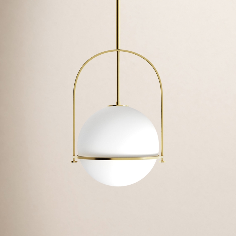 Pendant Light Rod Hung Clear Glass Globe Spherical Mid-Century Fixture