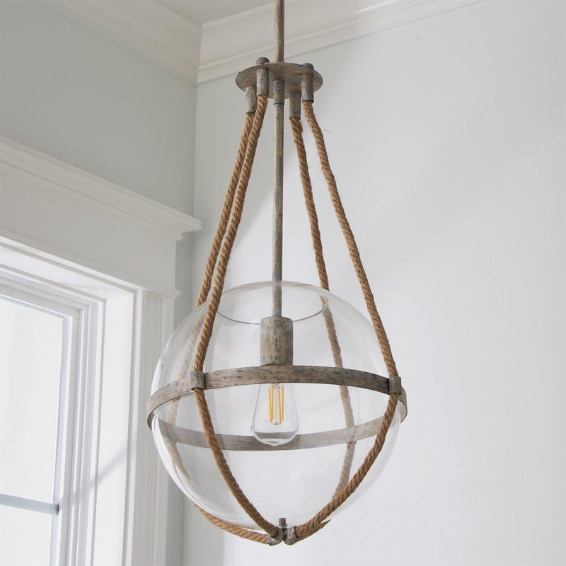 Pendant Light Rope Wrapped Frame Orb Silhouette Coastal Cottage