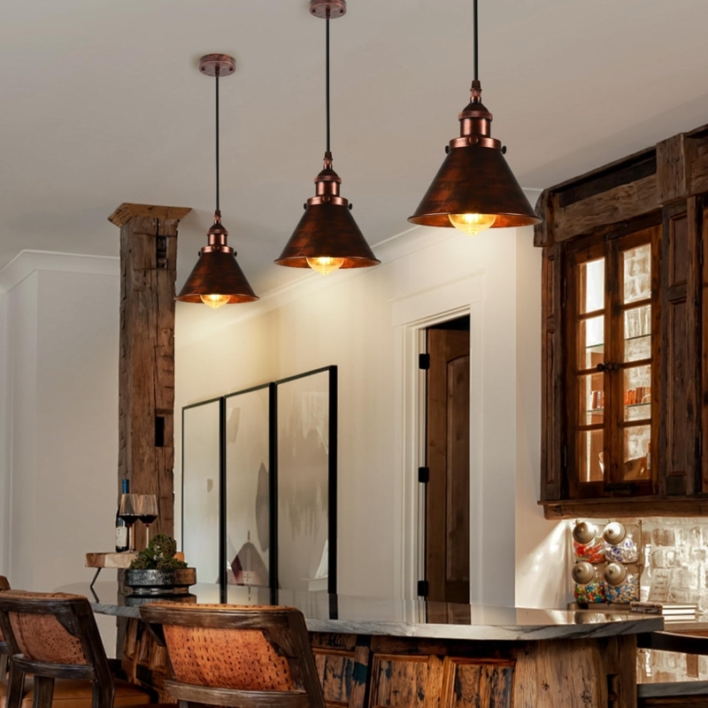 Pendant Light Rustic Copper Dome Shade for Kitchen Island